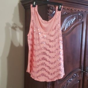 Pink sequin tank top